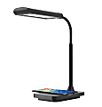 Realspace™ Trezdon RGB LED Desk Lamp With USB and Qi Wireless Charger, Adjustable Height, 16"H, Black