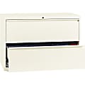 Lorell® 42"W Lateral 2-Drawer File Cabinet, Metal, Cloud White