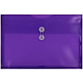 JAM Paper® Plastic Booklet Envelopes, Legal-Size, 10 1/2" x 14 1/2", Button & String Closure, Purple, Pack Of 12