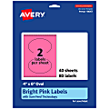 Avery® Print-To-The-Edge Labels With Sure Feed® Technology, 94057-BPP40, Oval, 4" x 6", Matte Bright Pink, Pack of 80 1 thumbnail image