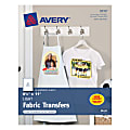 Avery Iron-on Transfer Paper - Letter - 8.50" x 11" - Matte - 18 / Pack - White