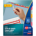 Avery® 8 Tab Plastic Dividers For 3 Ring Binder, Easy Print & Apply Clear Label Strip, Index Maker® Customizable, Multicolor Tabs, Pack Of 5 Sets