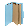 Smead® Pressboard Classification Folders With SafeSHIELD® Fasteners, 2 Dividers, Legal Size, 100% Recycled, Blue, Box Of 10