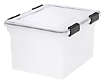 Iris® Weather Tight Storage File Box, Letter/Legal Size, 10 9/10" x 14 1/2" x 17 7/8", Clear