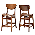 Baxton Studio Katya Counter Stools, Walnut Brown, Set Of 2 Stools