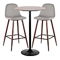 LumiSource Pebble Mid-Century Modern Table With 2 Chairs, Black/Walnut/Light Gray