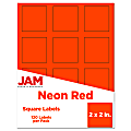 JAM Paper® Mailing Address Labels, Square, 2" x 2", Neon Red, Pack of 120 1 thumbnail image