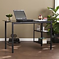 Southern Enterprises Oslo Contemporary Metal Glass Desk, Black 1 thumbnail image