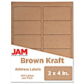 JAM Paper® Mailing Address Labels, Rectangle, 2" x 4", Brown Kraft, Pack Of 120