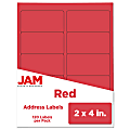JAM Paper® Mailing Address Labels, Rectangle, 2" x 4", Red, Pack Of 120