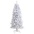 Nearly Natural Fir 60”H Slim Artificial Christmas Tree With Bendable Branches, 60”H x 27”W x 27”D, White