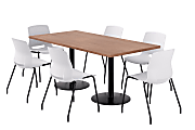 KFI Studios Proof Rectangle Pedestal Table With Imme Chairs, 31-3/4”H x 72”W x 36”D, River Cherry Top/Black Base/White Chairs 1 thumbnail image