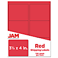 JAM Paper® Mailing Address Labels, Rectangle, 3 1/3" x 4", Red, Pack Of 120