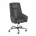 Bush Business Furniture London High-Back Faux Leather Box Chair, Dark Gray, Standard Delivery