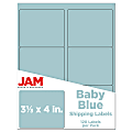 JAM Paper® Mailing Address Labels, Rectangle, 3 1/3" x 4", Baby Blue, Pack Of 120