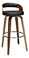 OFM 161 Collection Mid-Century Modern Low-Back Swivel Stool, Walnut/Black 1 thumbnail image