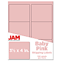 JAM Paper® Mailing Address Labels, Rectangle, 3 1/3" x 4", Baby Pink, Pack Of 120