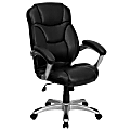 Flash Furniture Ergonomic Bonded LeatherSoft™ High-Back Chair, Black/Silver