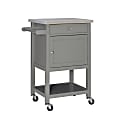Linon Victoria 36"H Apartment Cart With Stainless-Steel Top, Gray 1 thumbnail image