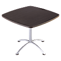 Iceberg iLand Hospitality Table, Square 36"W x 36"D, Brown Wood/Silver Chrome 1 thumbnail image