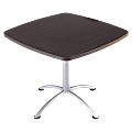 Iceberg iLand Hospitality Table, Square 36"W x 36"D, Brown Wood/Silver Chrome