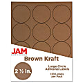 JAM Paper® Circle Label Sticker Seals, 2 1/2", Brown Kraft, Pack Of 120
