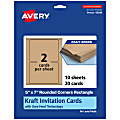 Avery® Printable Invitation Cards With Sure Feed® Technology, 5" x 7" Rectangle Rounded Corners, Kraft Brown, Pack Of 20 1 thumbnail image