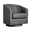Flash Furniture Landon Club Style Commercial Barrel Accent Armchair with 360 Degree Swivel Metal Base and Sloped Armrests, Dark Gray 1 thumbnail image