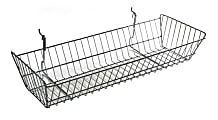 Azar Displays Chrome Wire Baskets, Small Size, 5 3/8" x  24 1/4" x  6 1/4", Silver, Pack Of 2