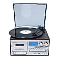 Victor Cosmopolitan VWRP-4200 Dual-Bluetooth® Belt-Drive 8-In-1 Music Center With Turntable And FM Radio, 11.6"H x 7.9"W x 12.8"D, Brown 1 thumbnail image