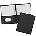 Avery® Two Pocket Folders With 3 Prong Fasteners, 8-1/2" x 11", Holds 70 Sheets, Black, Box Of 25 Folders
