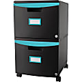 Storex 26"D Vertical 2-Drawer Mobile File Cabinet, Teal/Black 1 thumbnail image