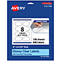 Avery® Glossy Permanent Labels With Sure Feed®, 94056-CGF100, Oval, 2" x 3-1/3", Clear, Pack Of 800