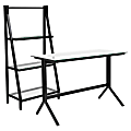 Flash Furniture 43-1/4" Glass Computer Desk With Bookshelf, Clear/Black 