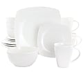 Gibson Elite Soho Lounge 16-Piece Square Fine Ceramic Dinnerware Set, White 1 thumbnail image