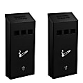 Alpine Wall-Mounted Cigarette Disposal Towers, 12-1/4"H x 5-1/2"W x 2-5/16"D, Black, Pack Of 2 Towers