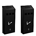 Alpine Wall-Mounted Cigarette Disposal Towers, 12-1/4"H x 5-1/2"W x 2-5/16"D, Black, Pack Of 2 Towers 1 thumbnail image