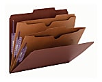 Smead® Classification Folders, 2 Dividers, 2" Expansion, Letter Size, 60% Recycled, Red, Box Of 10