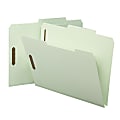 Smead® 2/5-Cut Top-Tab Folders With Fasteners, Letter Size, 60% Recycled, Gray Green, Box Of 25