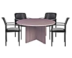 Boss Office Products 42" Round Table And Stackable Guest Chairs Set, Driftwood/Black