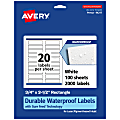 Avery® Waterproof Permanent Labels With Sure Feed®, 94217-WMF100, Rectangle, 3/4" x 3-1/2", White, Pack Of 2,000 1 thumbnail image