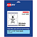 Avery® Permanent Labels With Sure Feed®, 94058-WMP100, Oval, 4-1/4" x 2-1/2", White, Pack Of 600