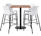 KFI Studios Proof Bistro Square Pedestal Table With Imme Bar Stools, Includes 4 Stools, 43-1/2”H x 36”W x 36”D, Cafelle Top/Black Base/White Chairs 1 thumbnail image