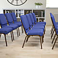 Flash Furniture HERCULES Series Stacking Church Chair, Navy Blue Patterned/Goldvein 1 thumbnail image