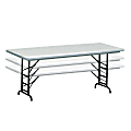 Realspace® Adjustable-Height Molded Plastic Top Folding Table, 6'W, Platinum