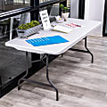 Realspace® Molded Plastic Top Folding Table, 29"H x 72"W x 30"D, Gray Granite 1 thumbnail image