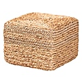 bali & pari Marella Modern Bohemian Seagrass Accent Footstool, 11-13/16”H x 15-3/4”W x 15-3/4”D, Natural Brown