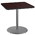 National Public Seating Square Café Table, Round Base, 36"H x 36"W x 36"D, Mahogany/Gray