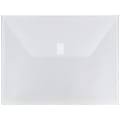 JAM Paper® Plastic Booklet Envelopes, Letter-Size, 9 3/4" x 13", Hook & Loop Closure, Clear, Pack Of 12