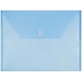 JAM Paper® Plastic Booklet Envelopes , Letter-Size, 9 3/4" x 13", Hook & Loop Closure, Blue, Pack Of 12